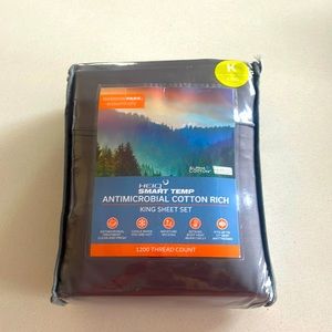 New Madison Park King Sheet Set Antimicrobial Cotton/Polyester Dark Gray